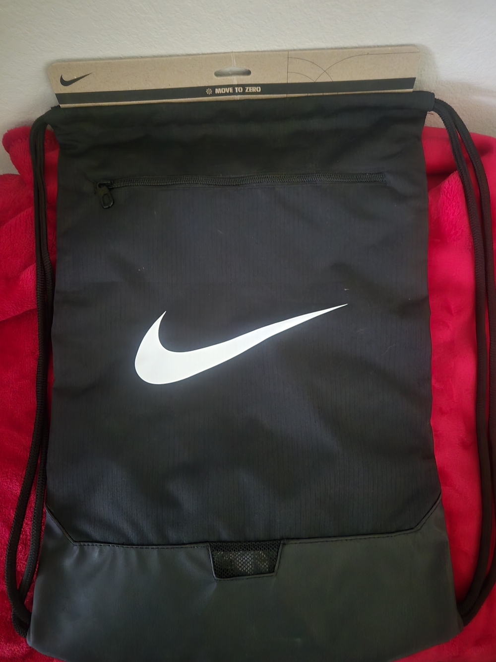 Nike Black Drawstring Bag with White Swoosh